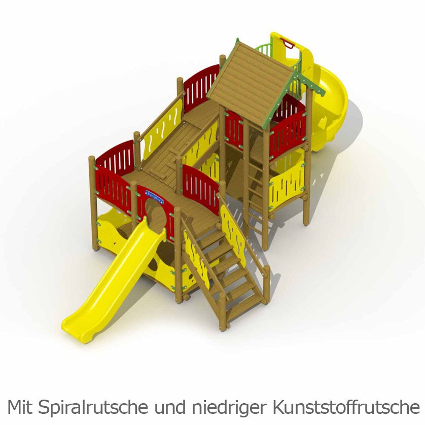 Seeräuberschloss mit Spiral- & niedrige Kunststoffrutsche