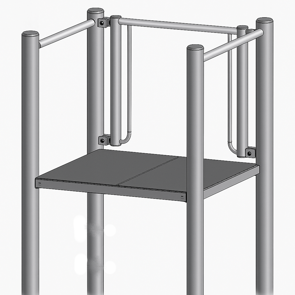 Podest für 100 cm breite Rutsche mit Geländer mit Brüstung geschlossen hoch