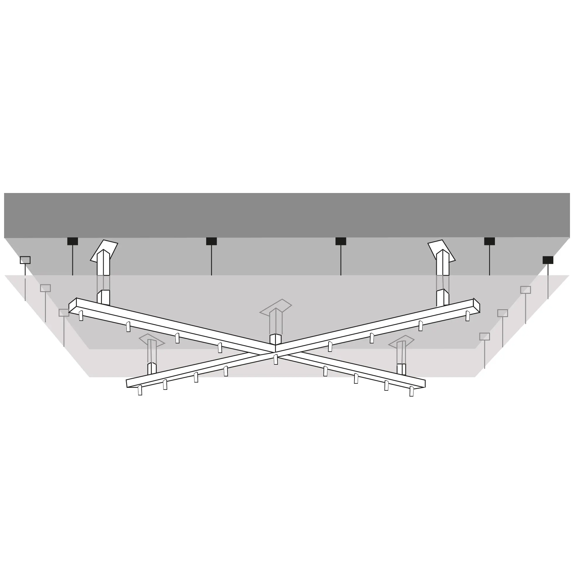 Universal-Deckenkreuz für abgehängte Decken bis 60 cm