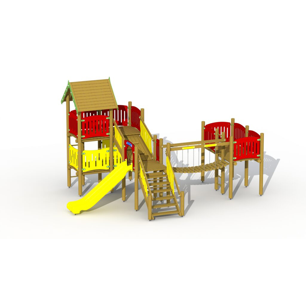 Elfenburg mit niedriger Kunststoffrutsche