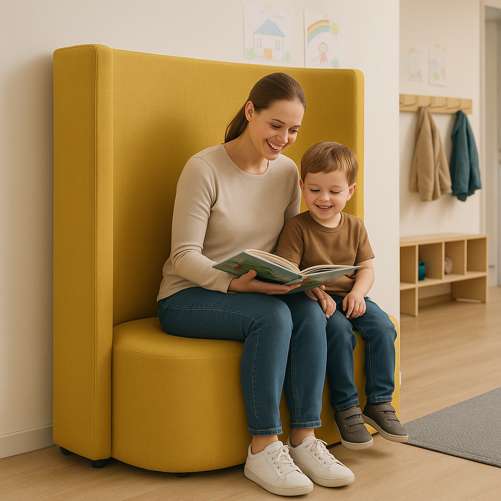 Akustiksofa Eden mit Kunstleder und Webstoff Belt/Lido Orage Hellgrün