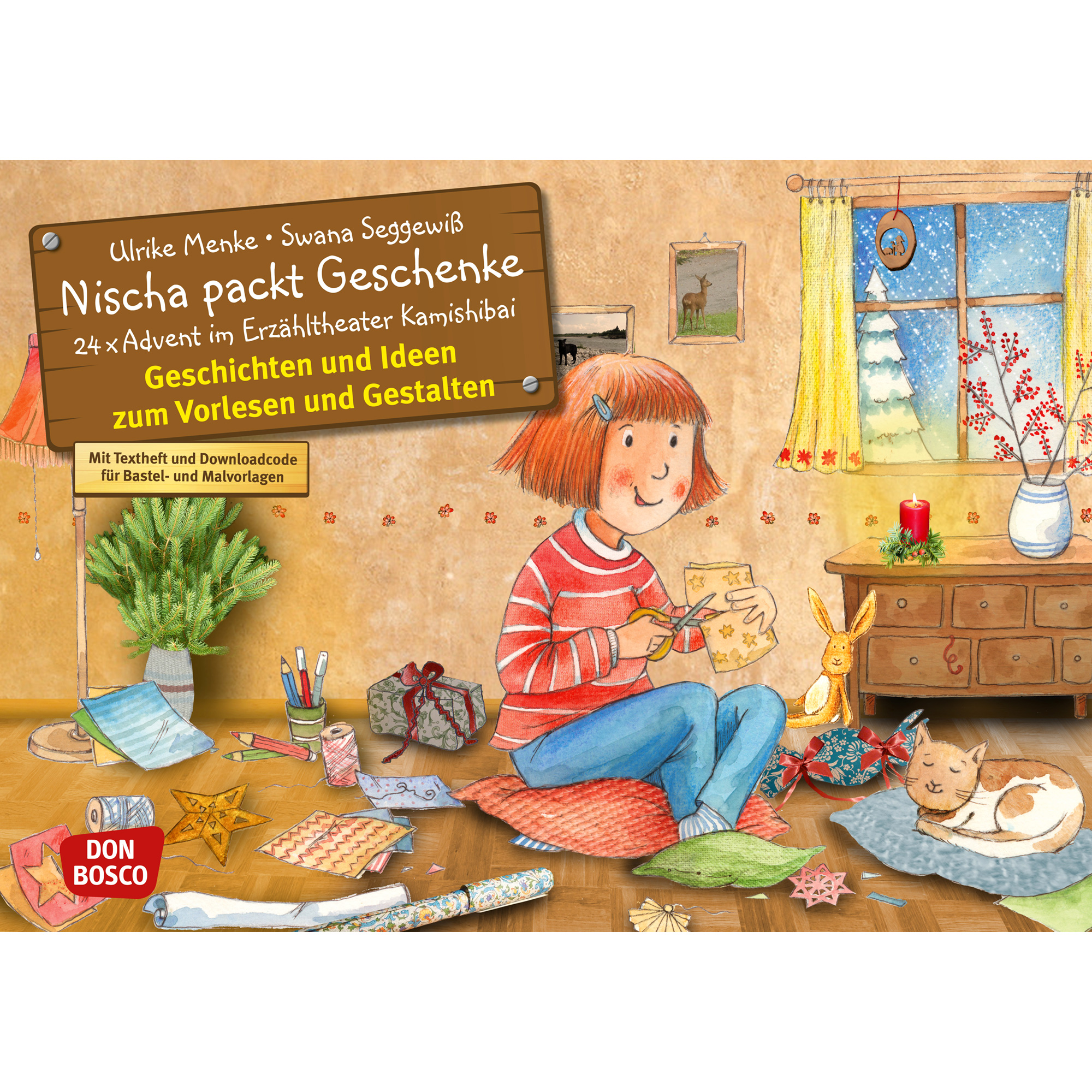 Nischa packt Geschenke. Adventskalender.