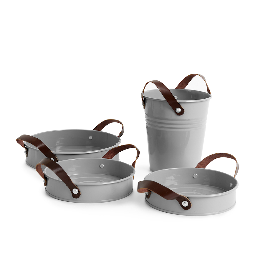 Metall Eimer und Schalen 4er Set