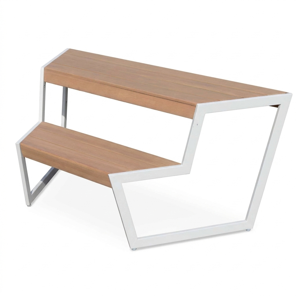 Alu Akazie Sitzgruppe Kindertreff Tisch breit mit Bank