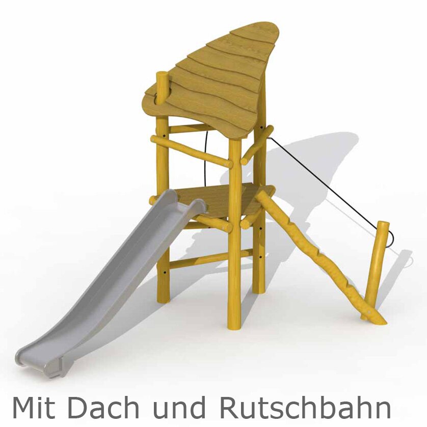 Robinie Spielturm mit Rutschbahn mit Dach