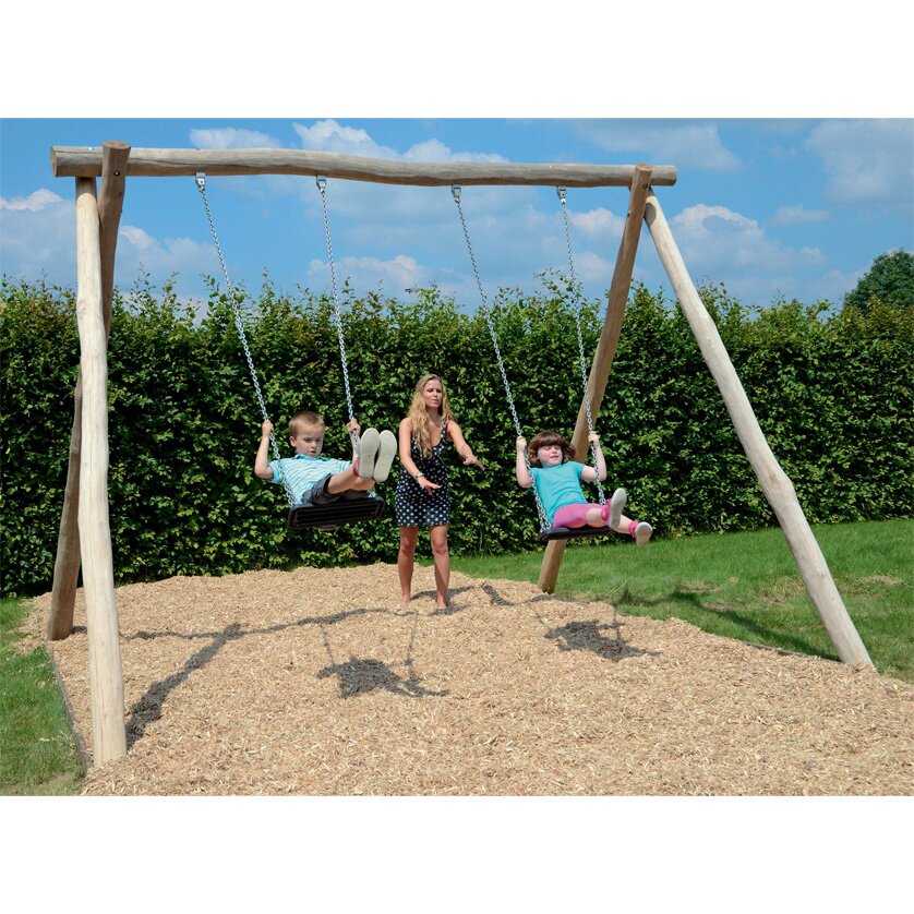 Robinie Schaukel mit 2 Gummisitzen