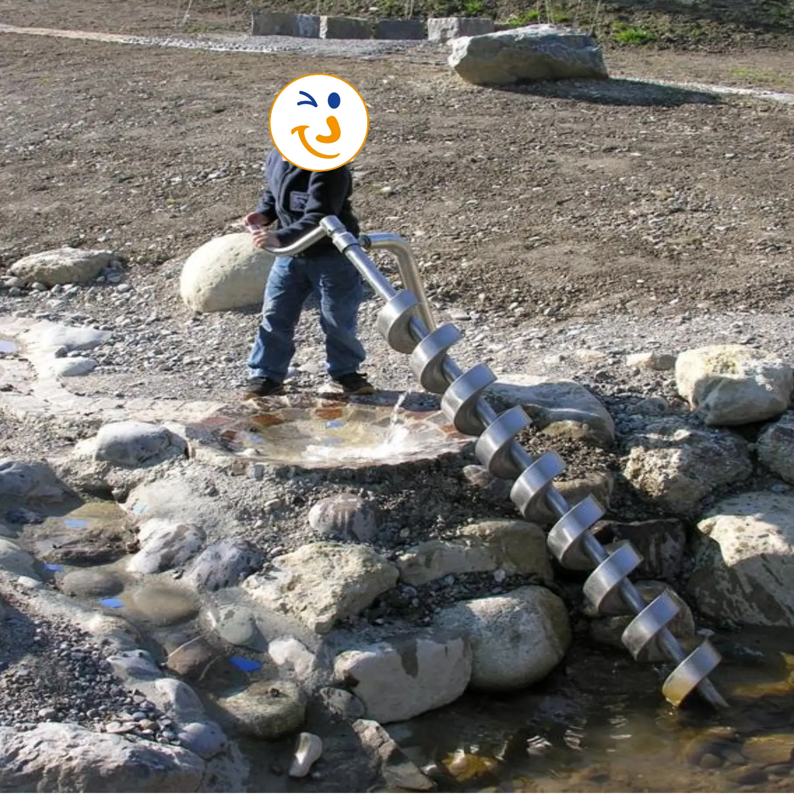 Wasserspirale mit Kurbel ? Archimedische Schraube
