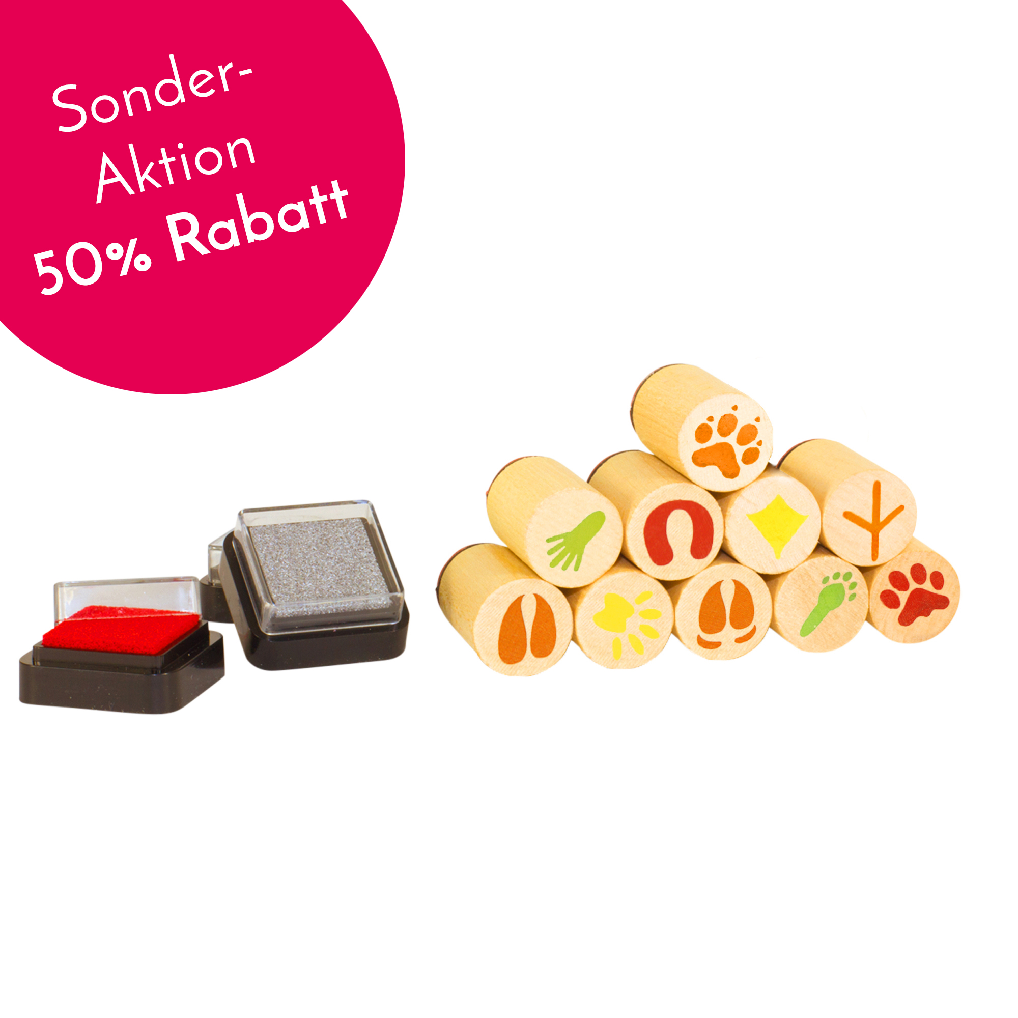 Holz-Tierspurenstempel Set