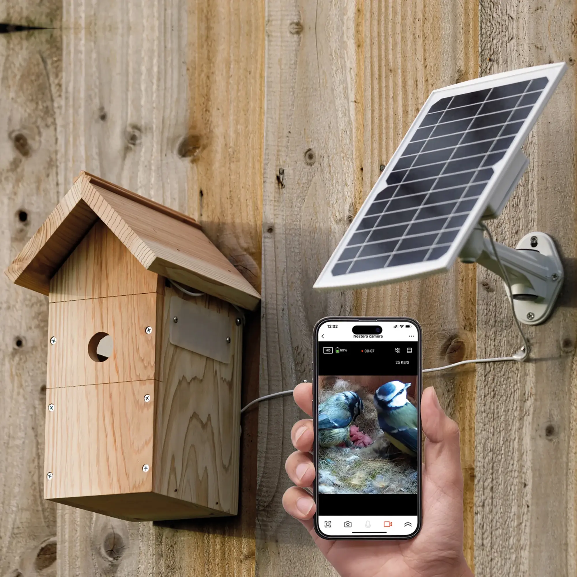 WiFi Nistkasten mit Kamera und Solarpanel