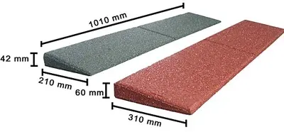 Randkeil aus Gummi 60 mm /15 mm, 101 x 31cm, rotbraun