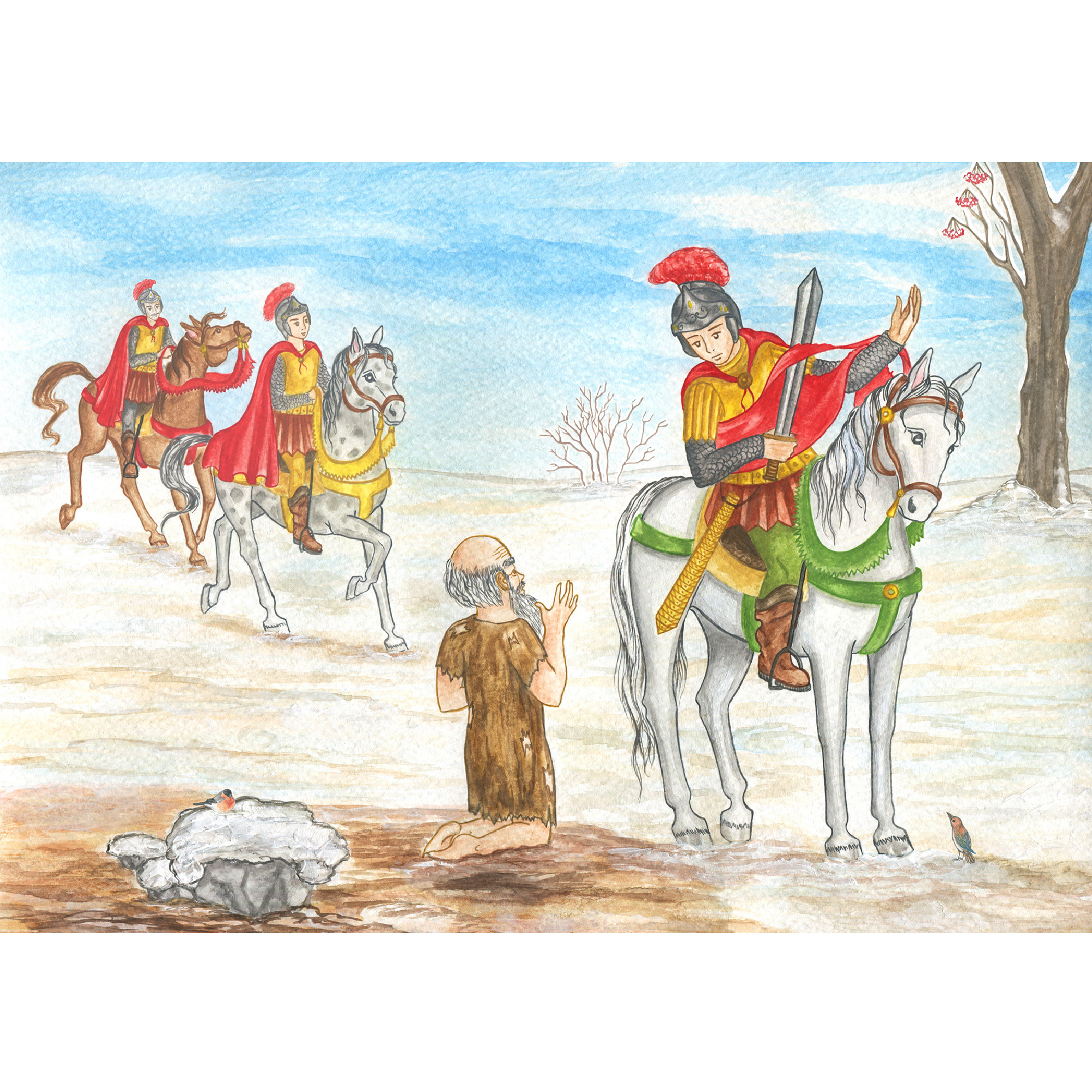 Sankt Martin ritt durch Schnee und Wind. Kamishibai Bildkartenset.