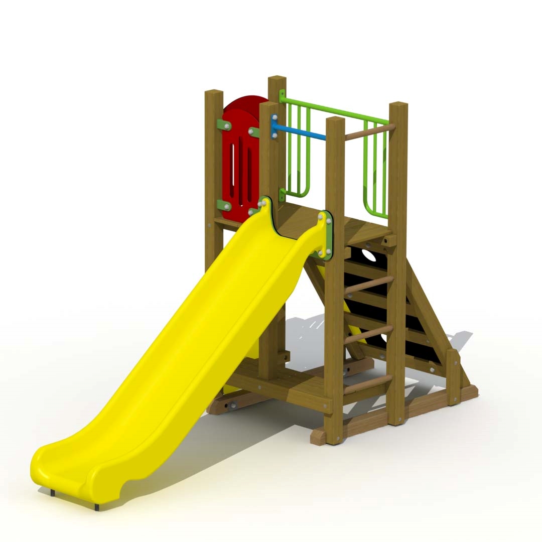 Berghütte Spielplatzgerät mit Edelstahlrutsche