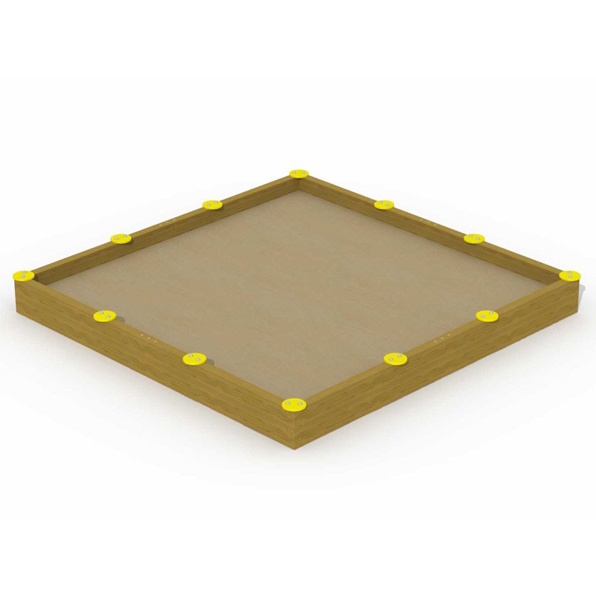 Sandkasten 3,8 x 3,8 m Lärche mit 12 Sitzplätzen
