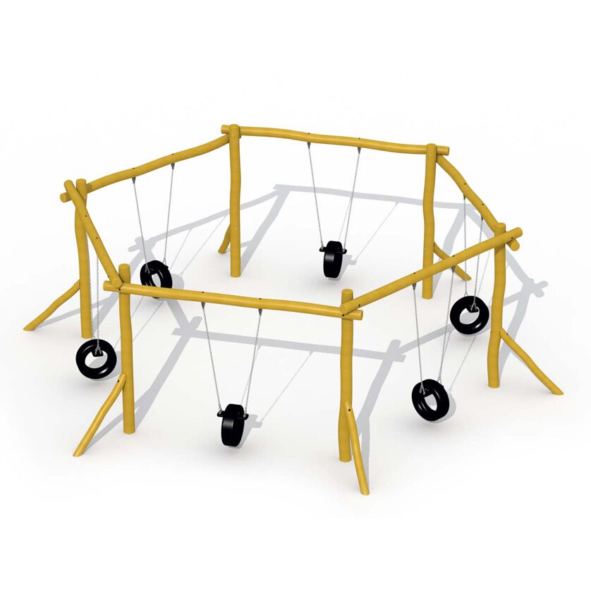 Robinie Sechseckschaukel mit Reifensitzen