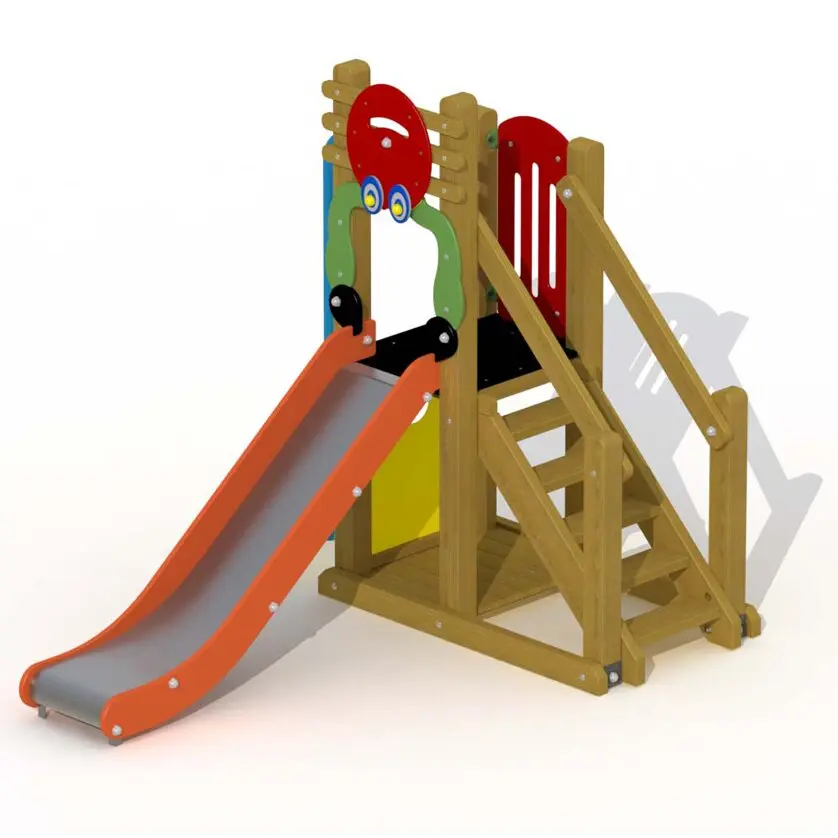 Babykrebs mit Edelstahlrutsche und Feuerwehrstange