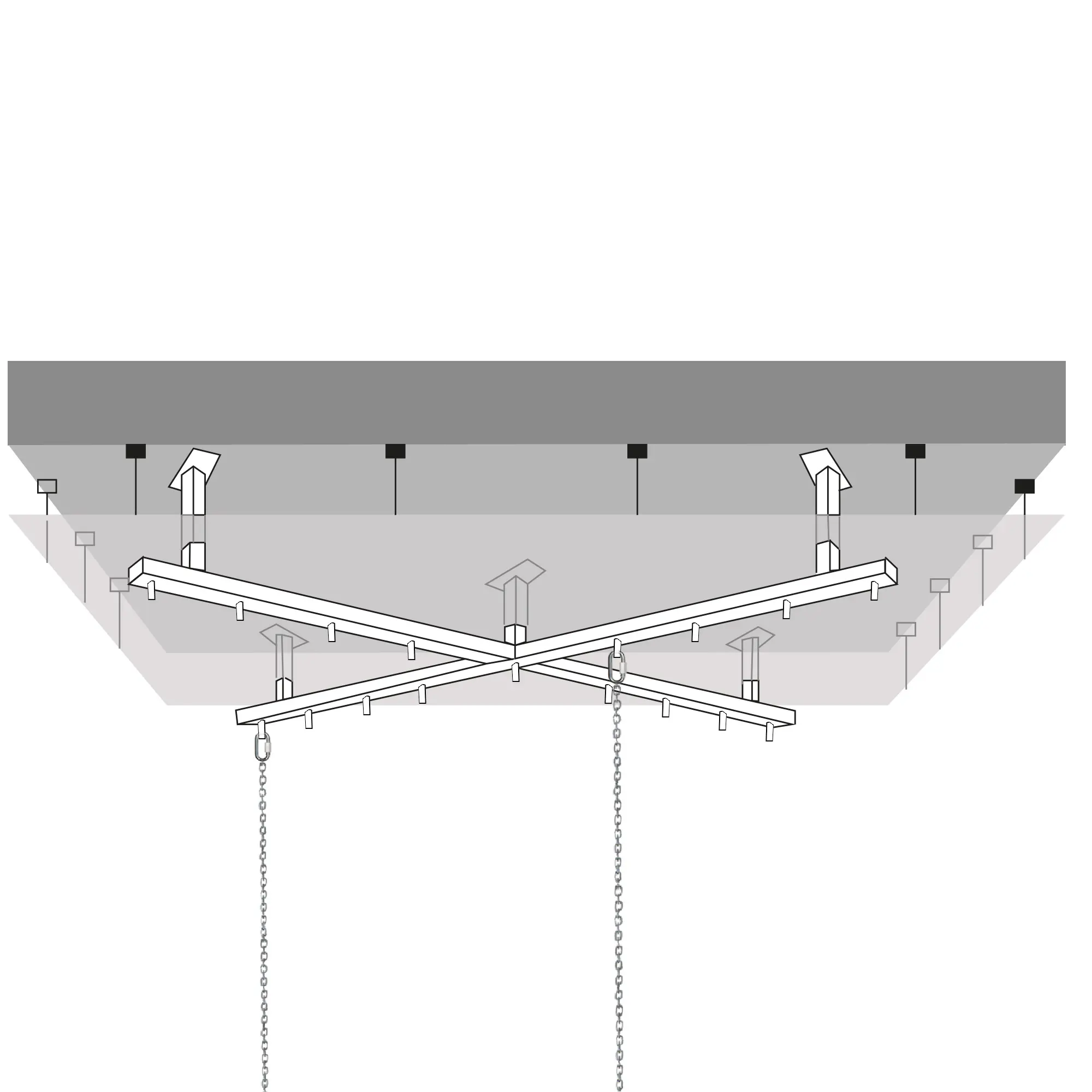 Universal-Deckenkreuz für abgehängte Decken bis 60 cm