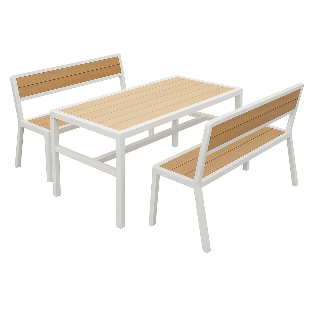 Alu-Sitzbank mit Lehne 2er-Set