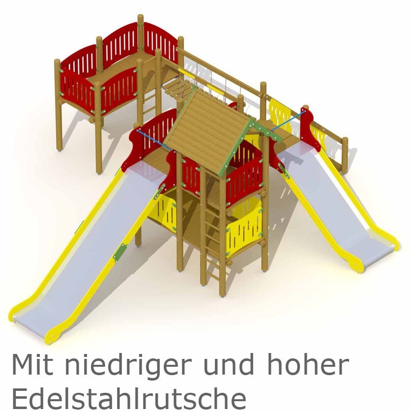 Elfenburg mit niedriger und hoher Edelstahlrutsche