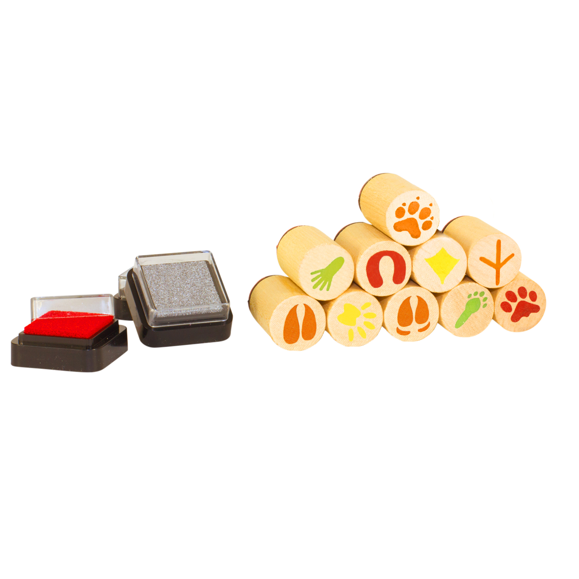 Holz-Tierspurenstempel Set