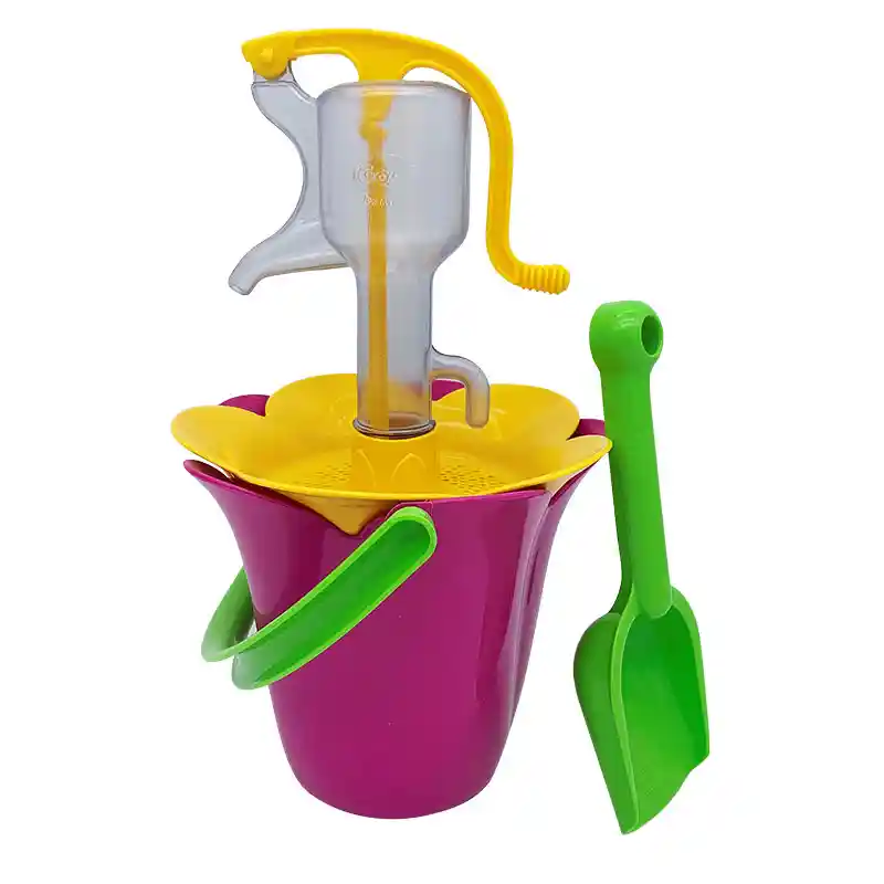 Transparente Forscher-Wasserpumpe mit Eimer Set 4tlg