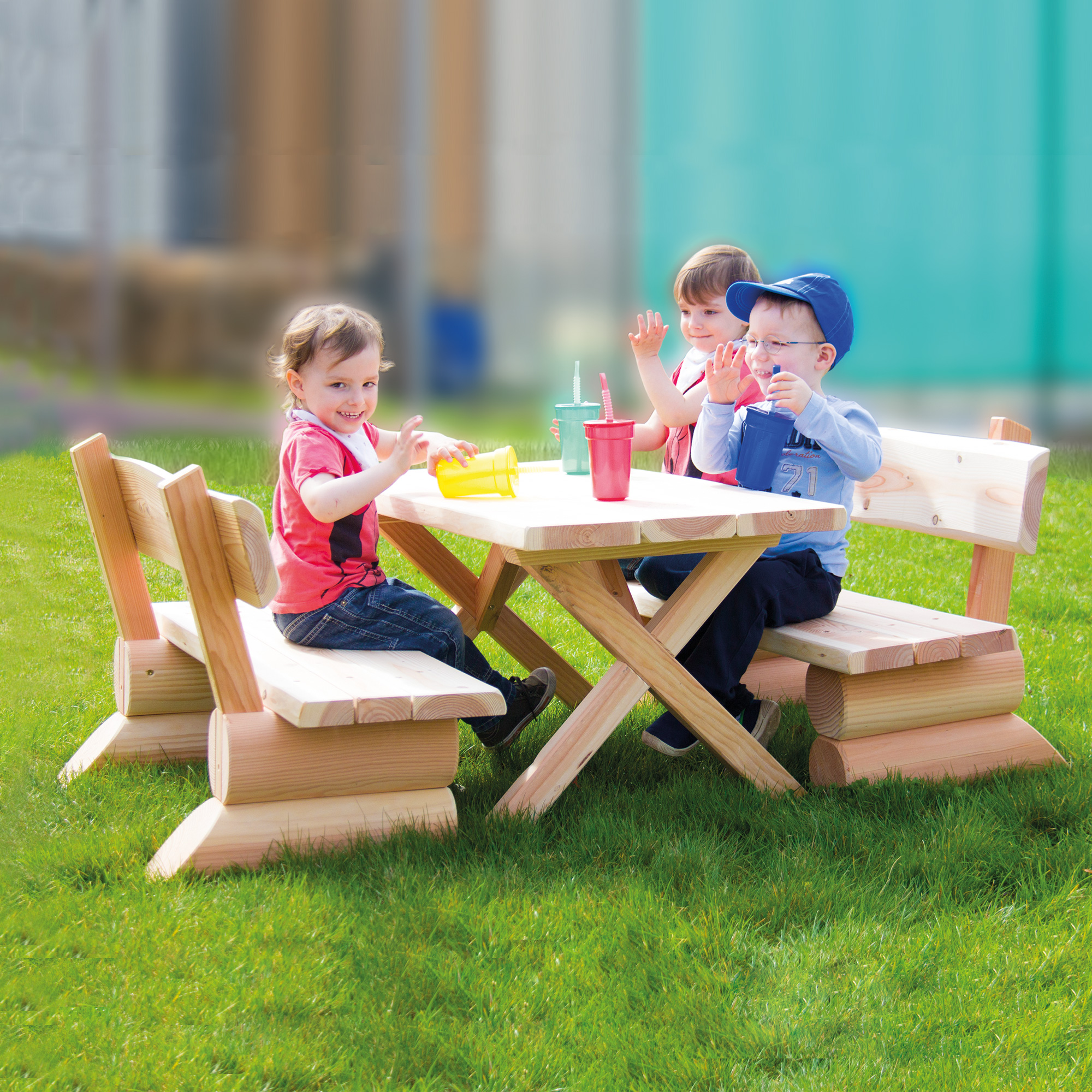 Kindergarten-Bank mit Lehne Rustica