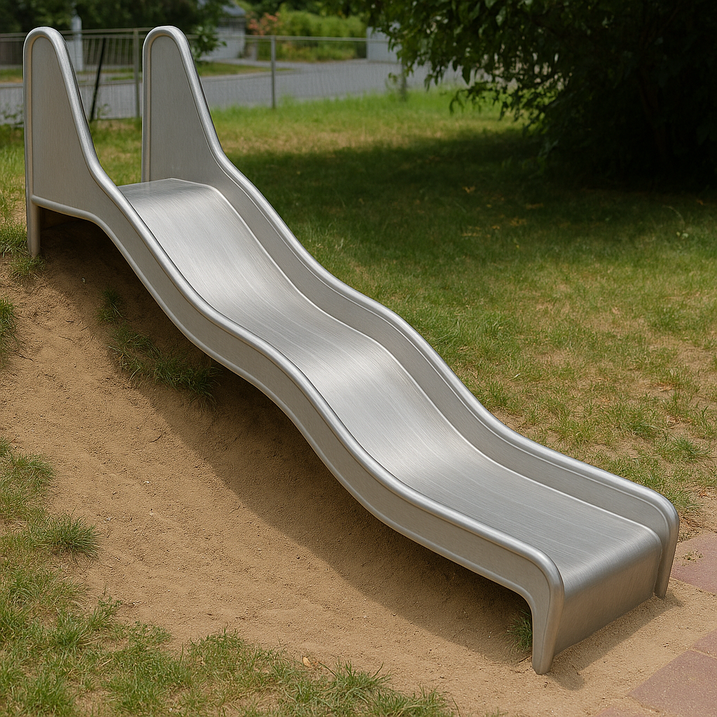 Edelstahlrutsche Welle 50 cm breit - Anbau- & Hangrutsche 300 cm