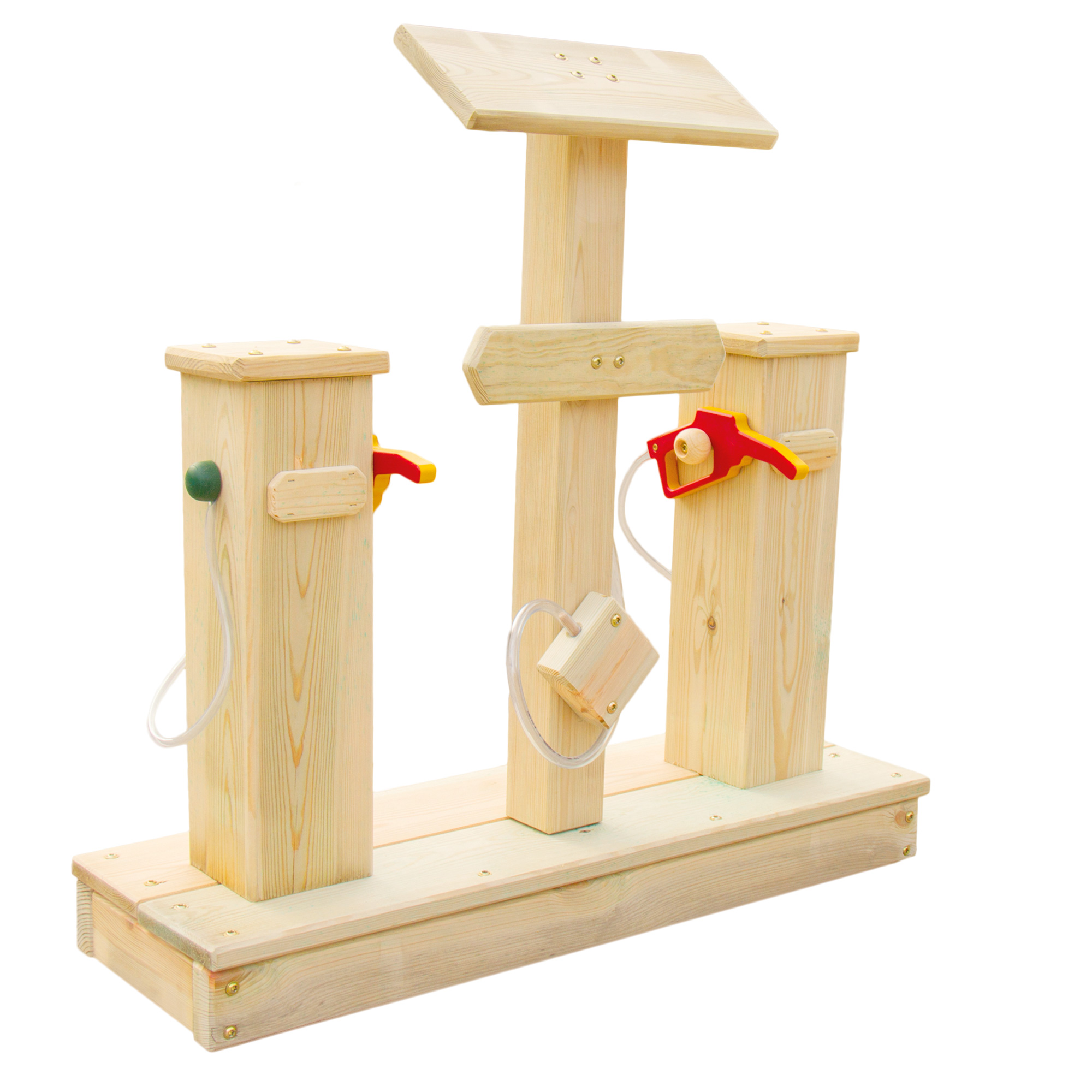 Tankstelle aus Holz für den Kindergarten
