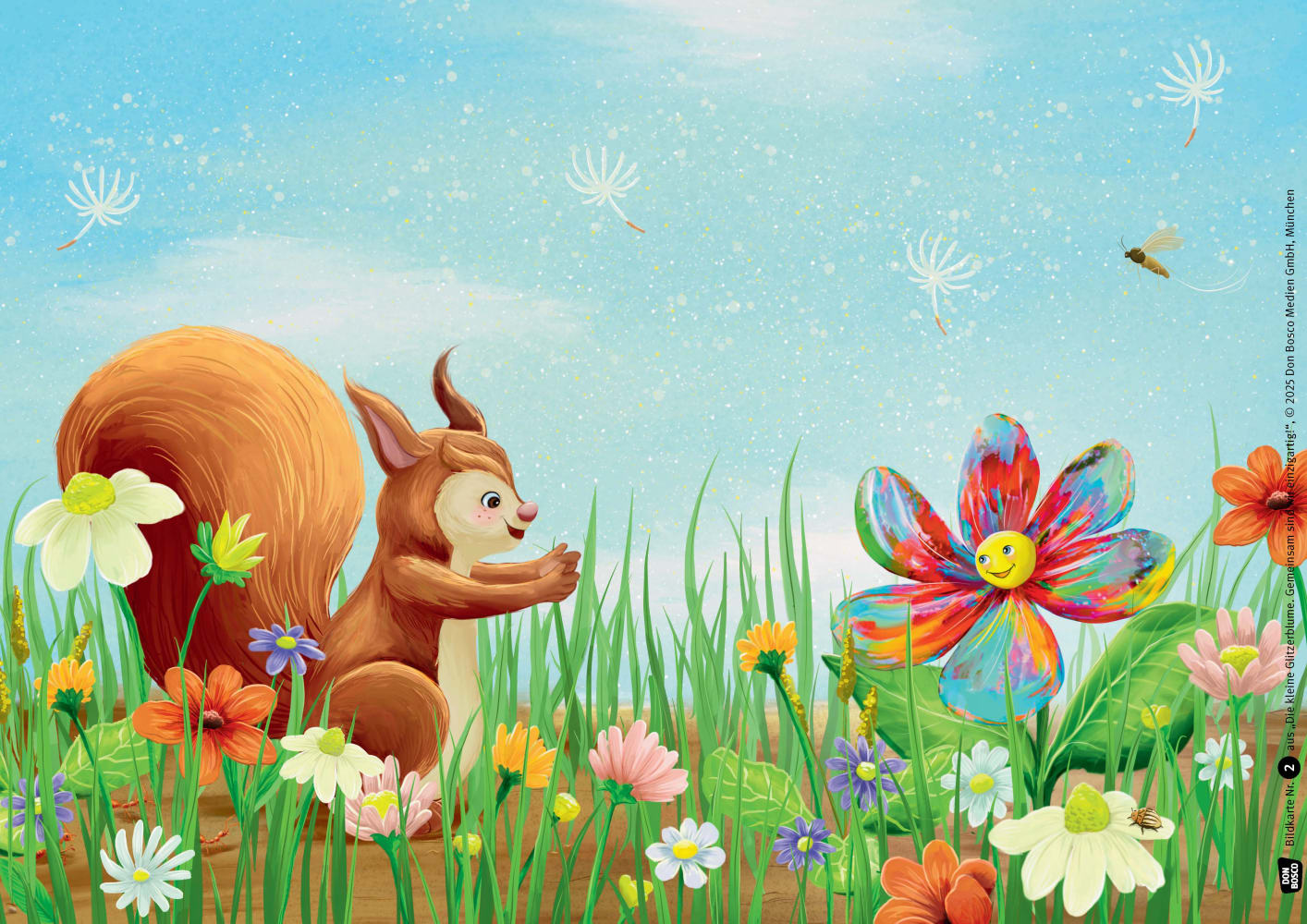 Die kleine Glitzerblume. Gemeinsam sind wir einzigartig! Eine Geschichte mit Rabe und Eichhörnchen. Kamishibai Bildkartenset