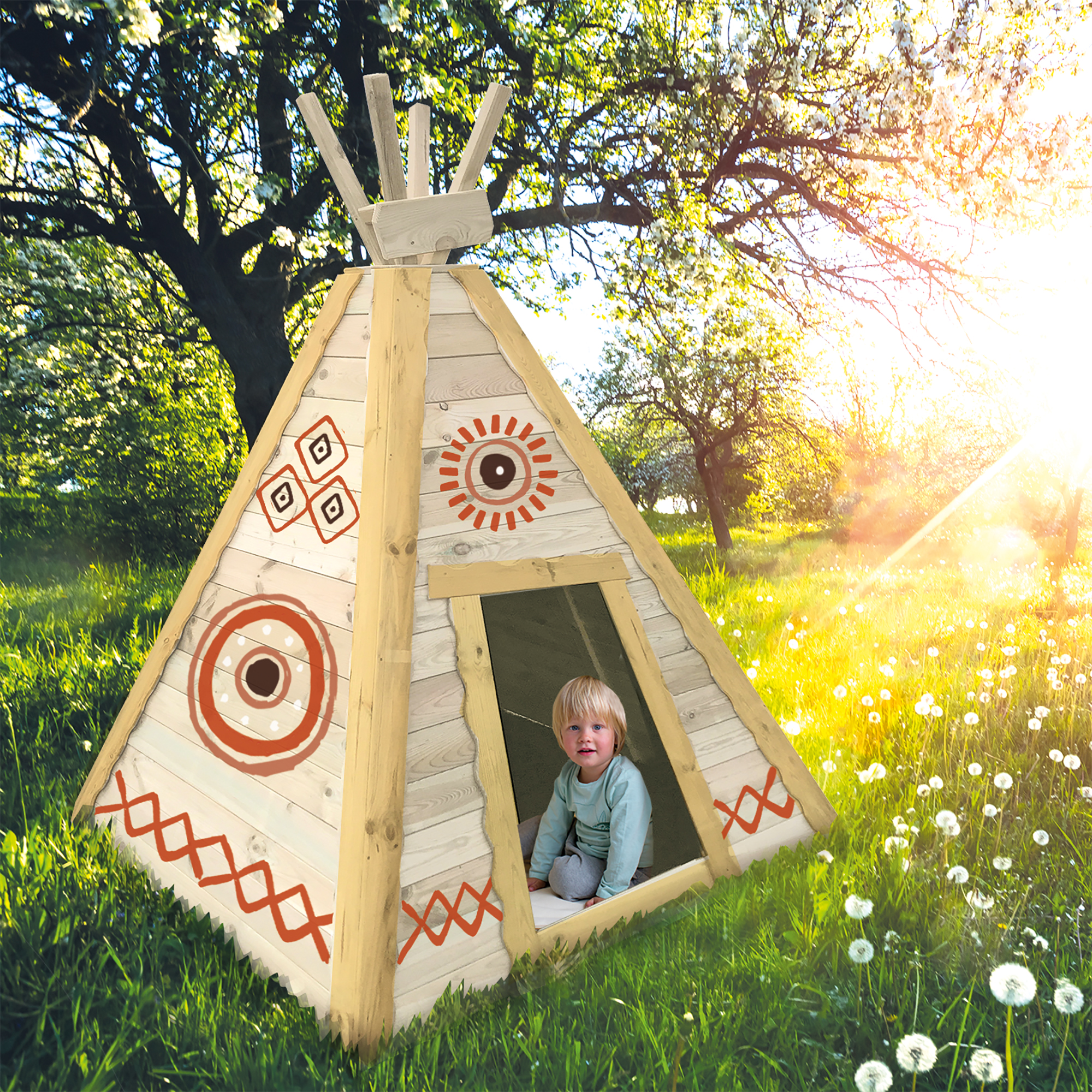 Holztipi kleiner Bison viereckig