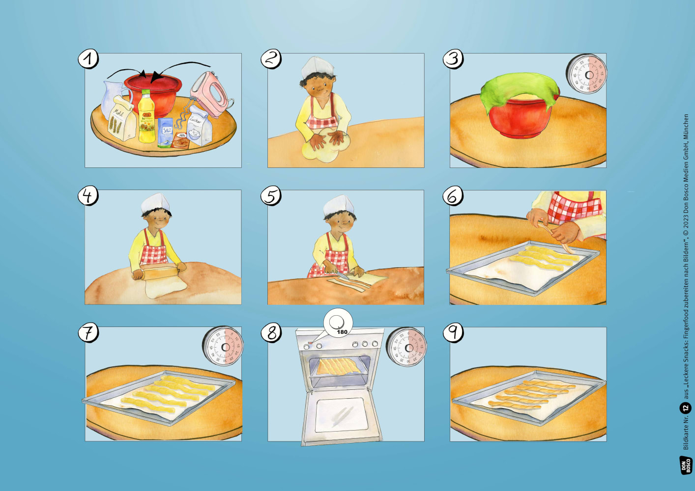 Leckere Snacks: Fingerfood zubereiten nach Bildern. Kamishibai Bildkartenset