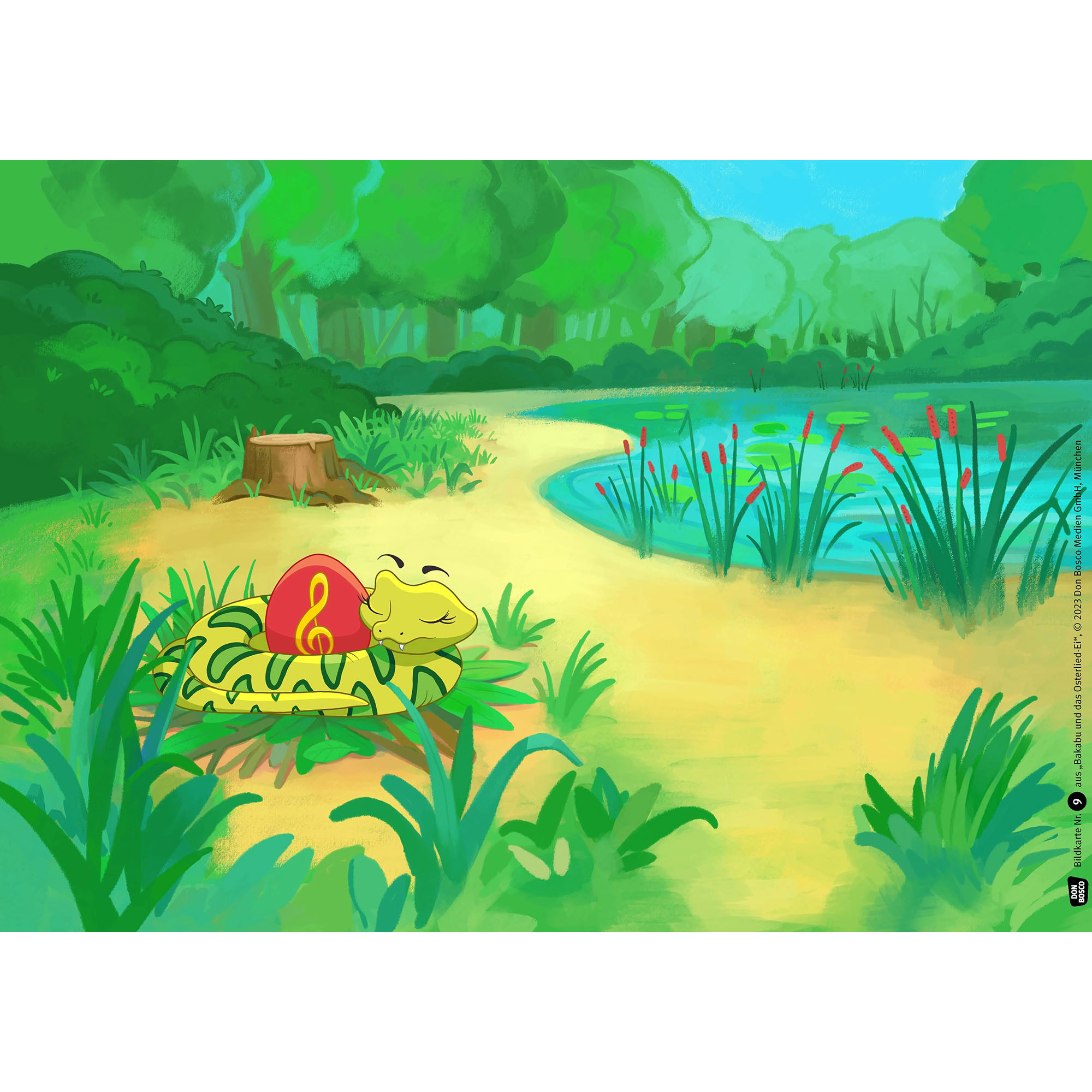 Bakabu auf der Suche nach dem Osterlied-Ei. Kamishibai Bildkartenset