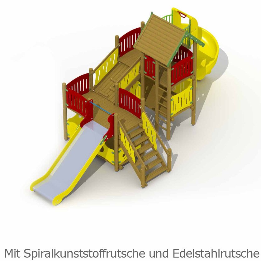 Seeräuberschloss mit Spiral- & Edelstahlrutsche