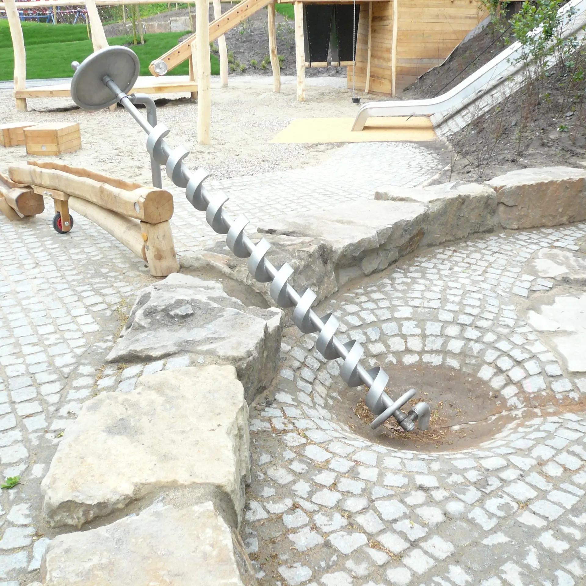 Wasserspirale mit Kurbel ? Archimedische Schraube