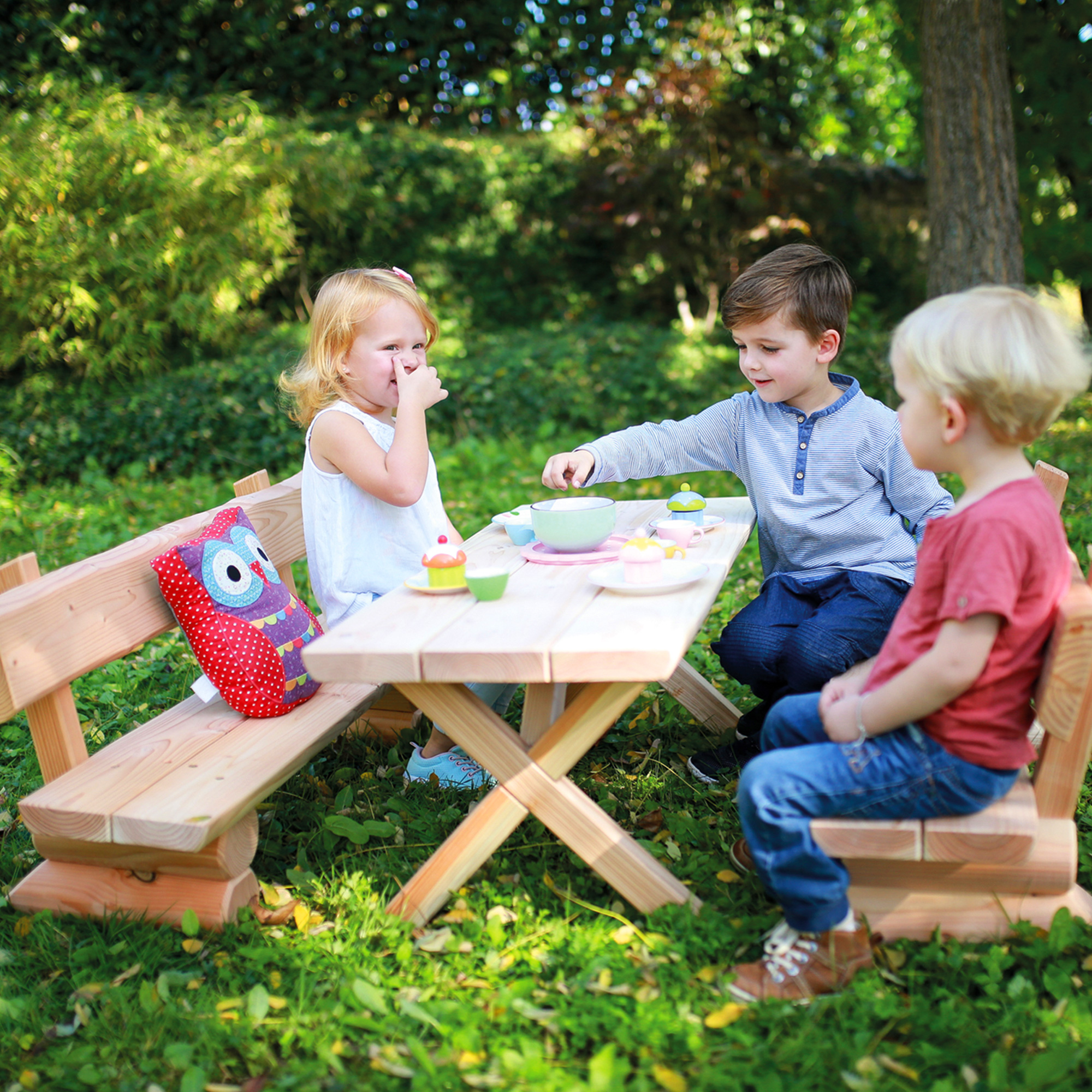 Kindergarten-Bank mit Lehne Rustica