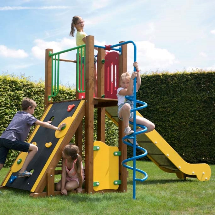 Berghütte Spielplatzgerät mit Edelstahlrutsche
