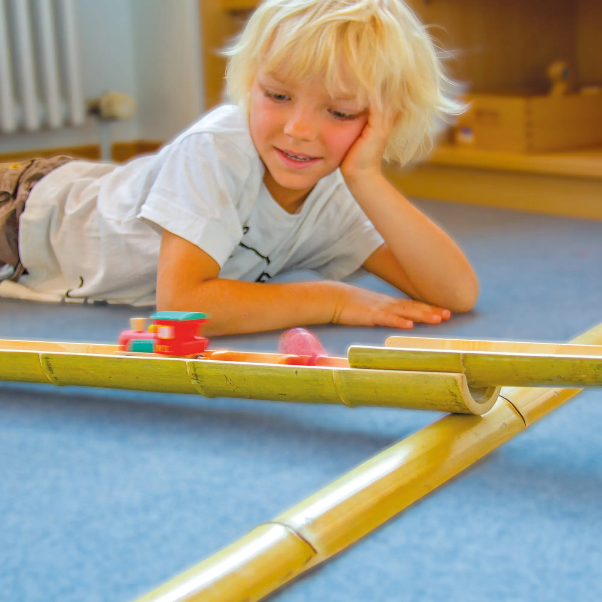 Bambusrinnen 160 cm 4er-Set für Kugelbahnen und Wasser
