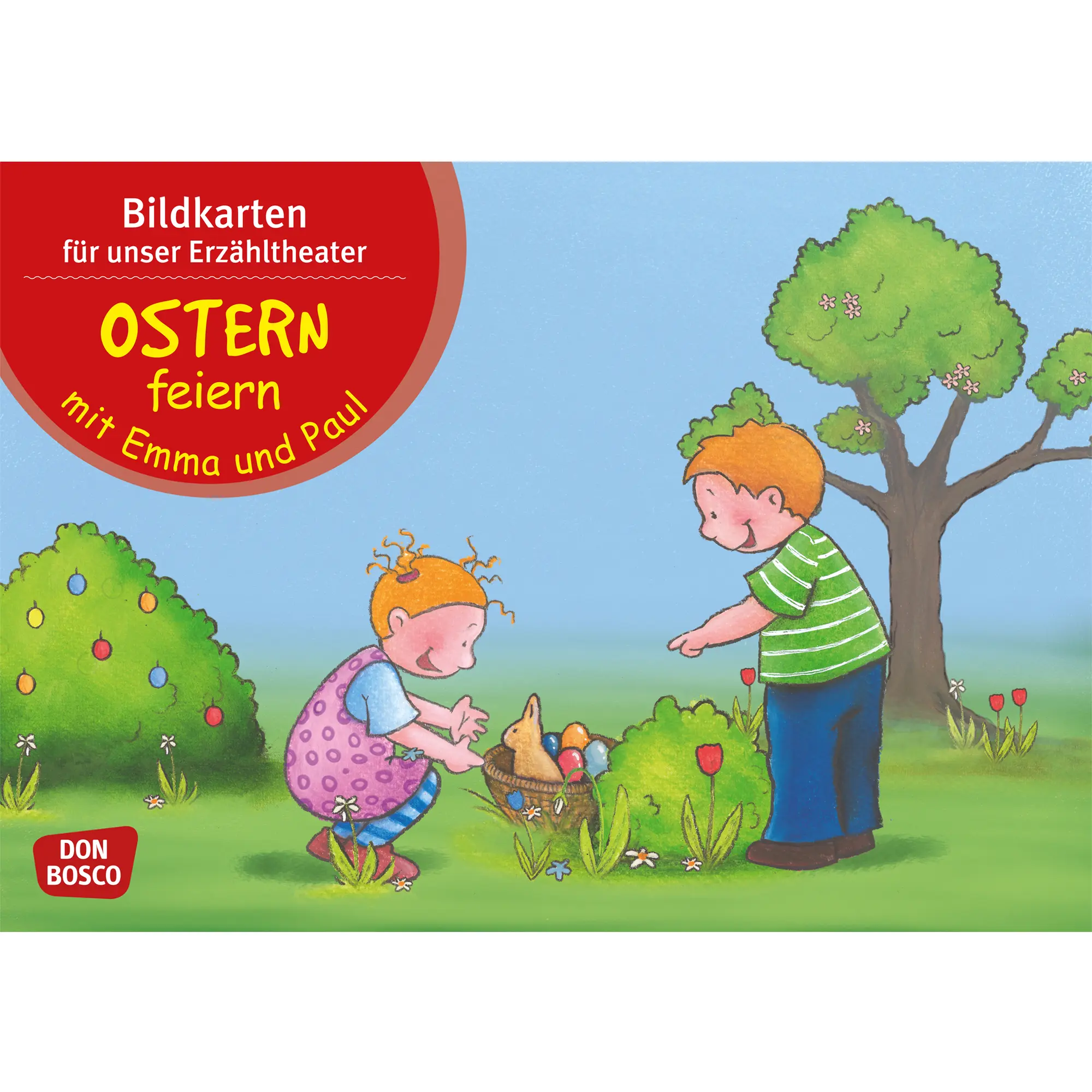 Ostern feiern mit Emma und Paul. Kamishibai Bildkartenset.