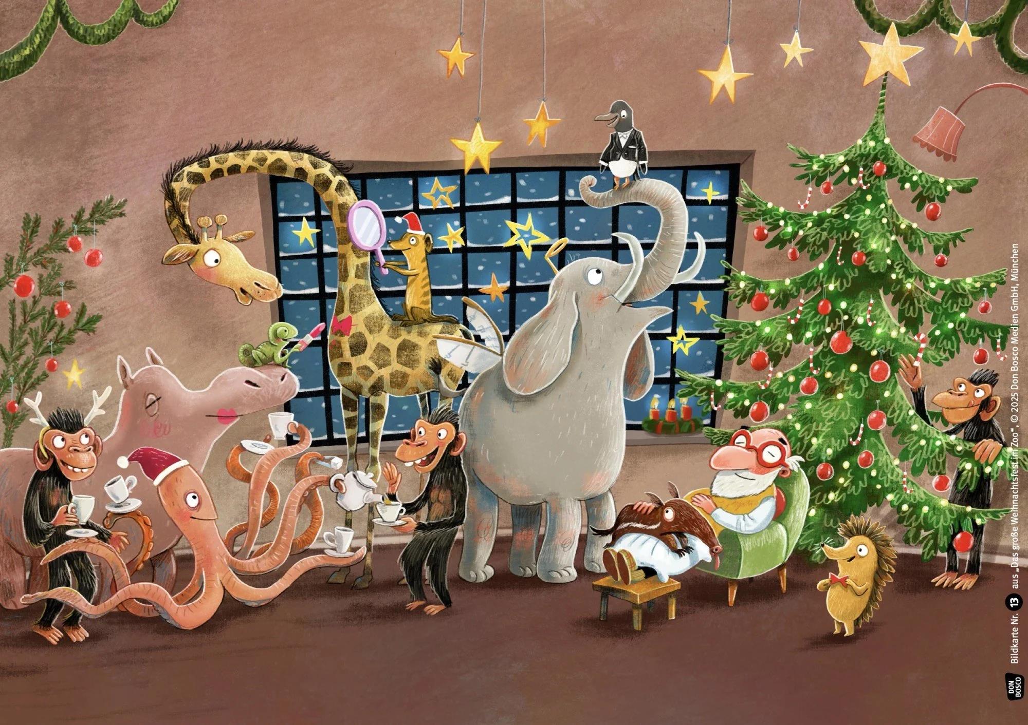 Das große Weihnachtsfest im Zoo. Kamishibai Bildkartenset
