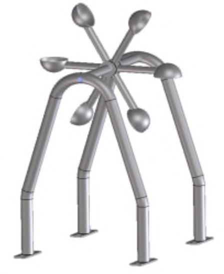 Wasserspiel-Löffelrad aus Edelstahl ? 6 Halbschalen & extra stabile gebogenen Doppel-Standfüße für Spielplatz & Kita?