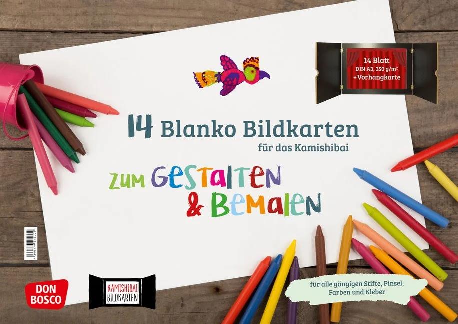 14 Blanko Bildkarten zum Gestalten & Bemalen für das Kamishibai