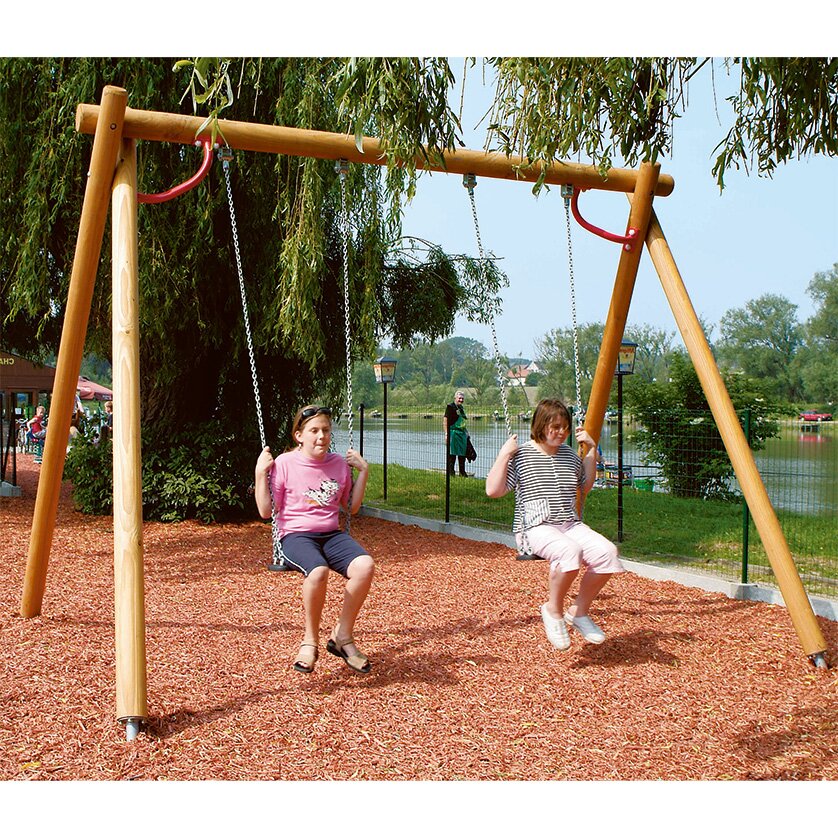 Hohe Doppelschaukel aus Lärchenholz