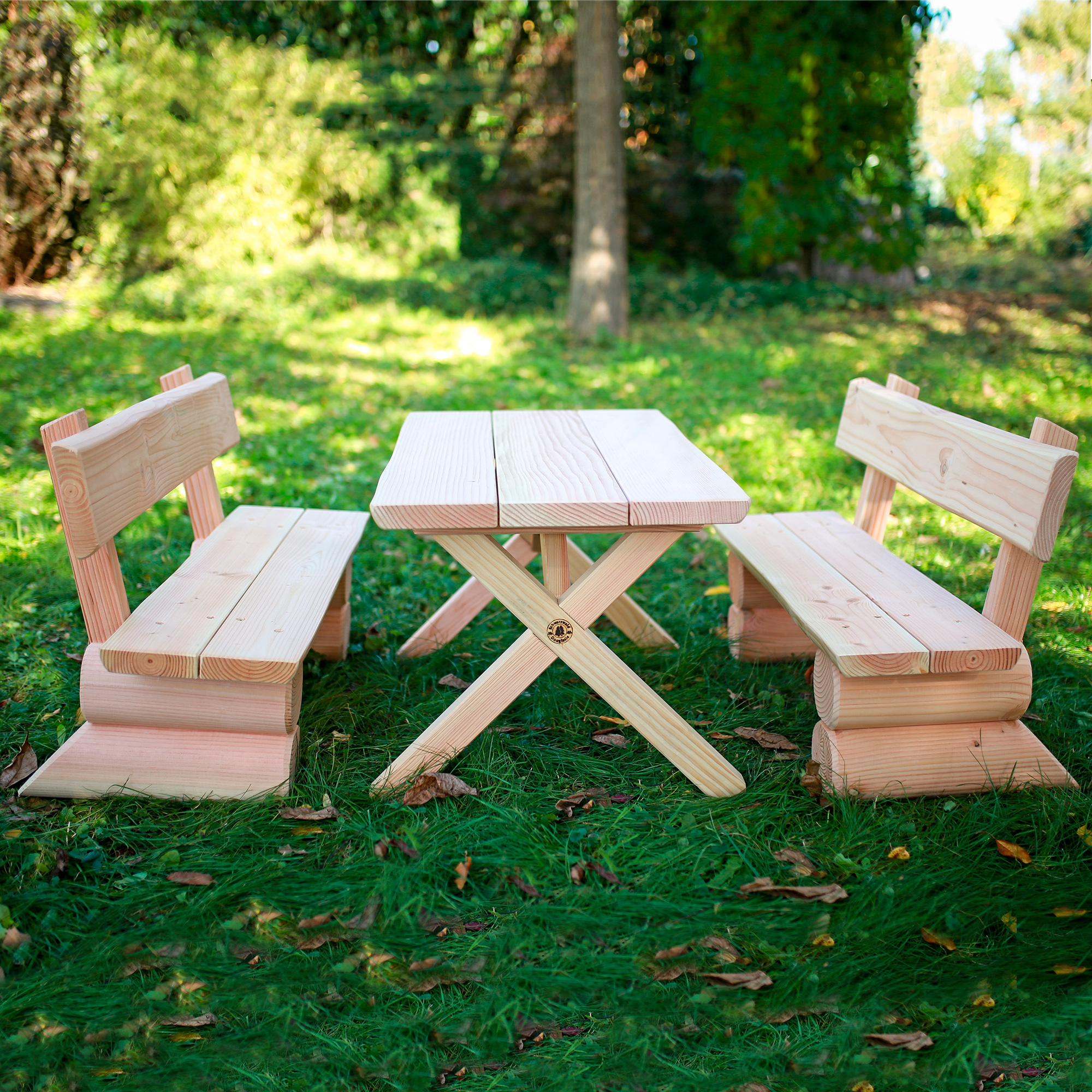 Kindergarten-Bank mit Lehne Rustica