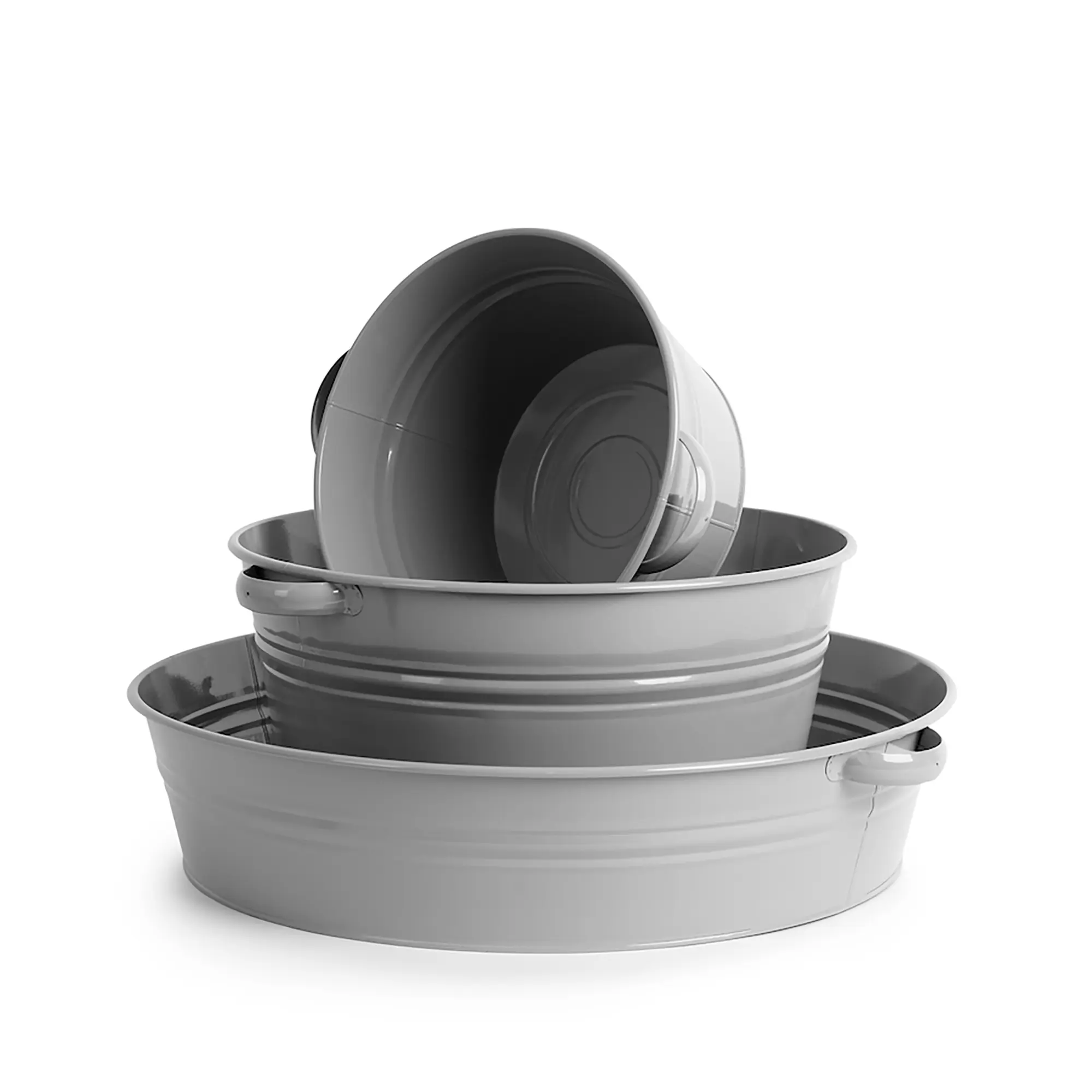 Große Metallwannen 3er-Set
