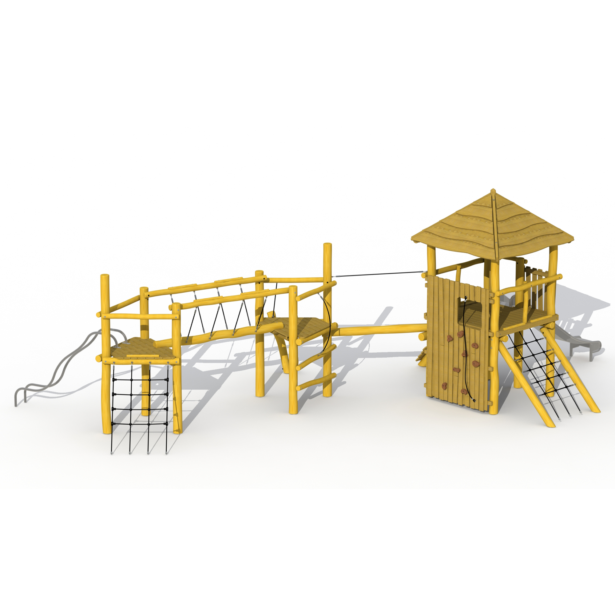 Robinie Zauberturm Maxi mit Dach und Balancierbalken