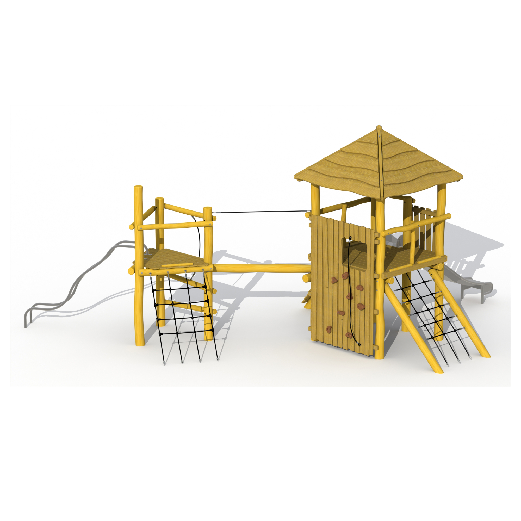 Robinie Zauberturm Kombi mit Dach und Balancierbalken