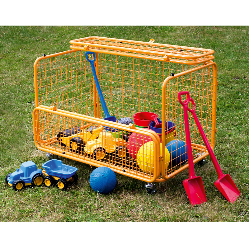 Praktischer Transportwagen mit Klemmschutz in orange