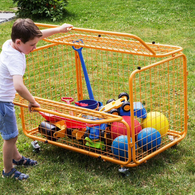 Praktischer Transportwagen mit Klemmschutz in orange
