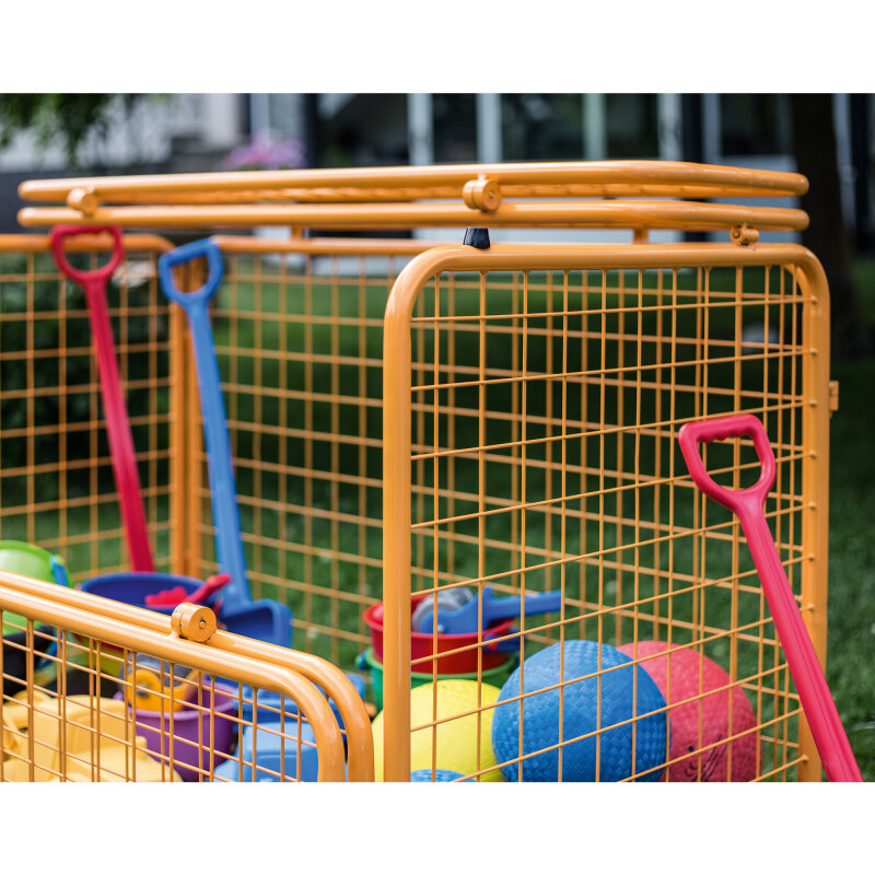 Praktischer Transportwagen mit Klemmschutz in orange