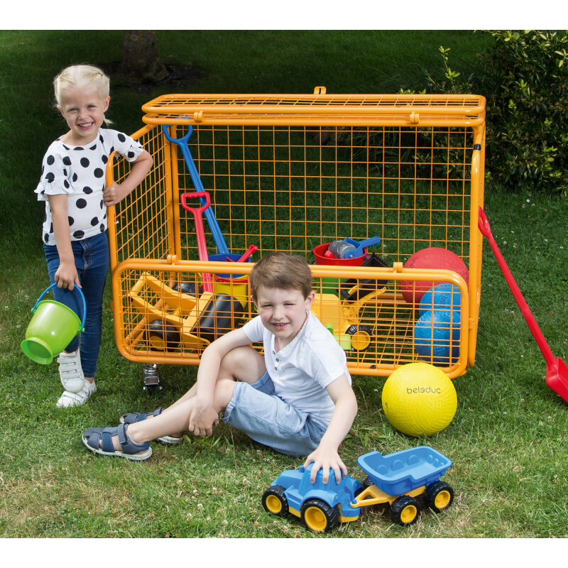 Praktischer Transportwagen mit Klemmschutz in orange
