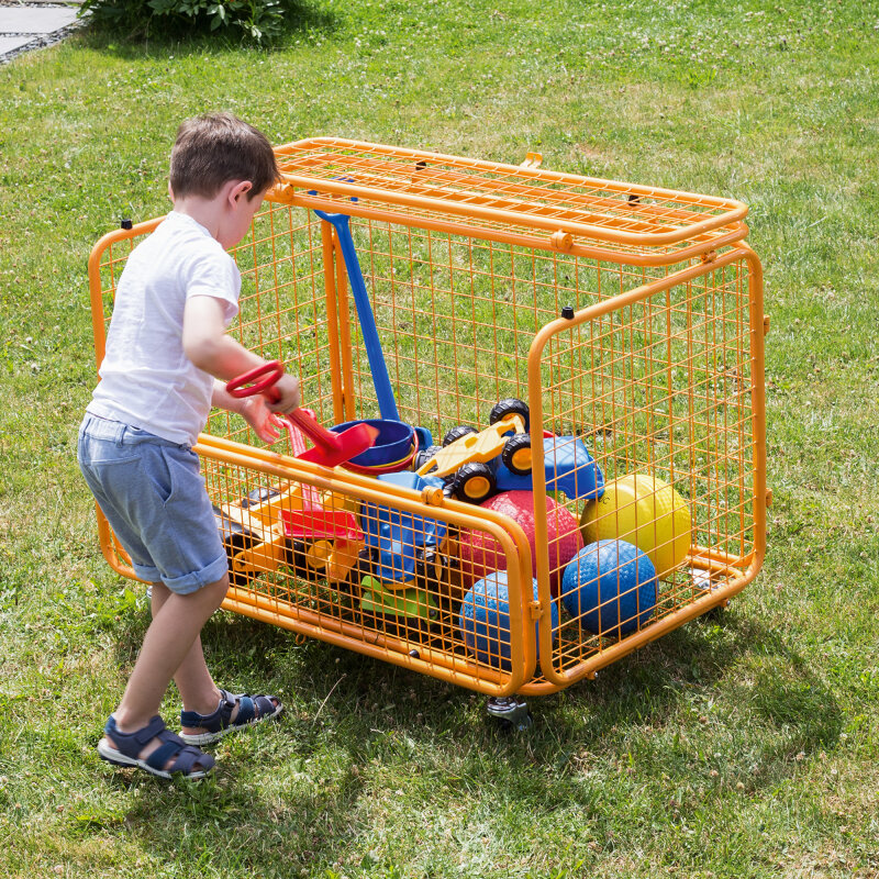 Praktischer Transportwagen mit Klemmschutz in orange